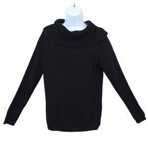Chicos Pullover Sweater Womens Size 1 US 8 Cowl Neck Top Long Sleeve Black